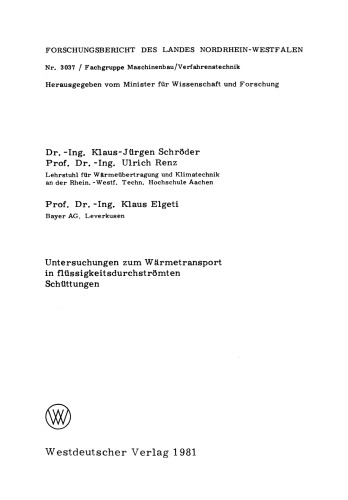 Untersuchungen zum Wärmetransport in flüssigkeitsdurchströmten Schüttungen