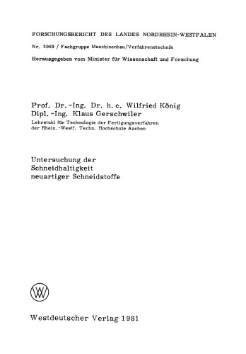 Untersuchung der Schneidhaltigkeit neuartiger Schneidstoffe