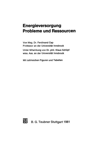 Energieversorgung Probleme und Ressourcen