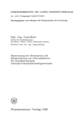 Bestimmung der Sitzposition und Körperhaltung von Zweiradfahrern für charakteristische Zweirad-Fahrerplatzkonfigurationen