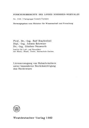 Lärmerzeugung von Hubschraubern unter besonderer Berücksichtigung des Heckrotors