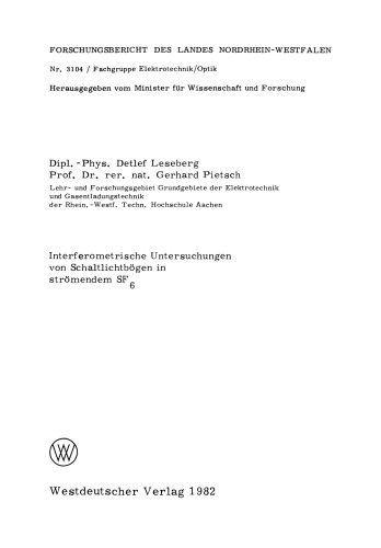 Interferometrische Untersuchungen von Schaltlichtbögen in strömendem SF6