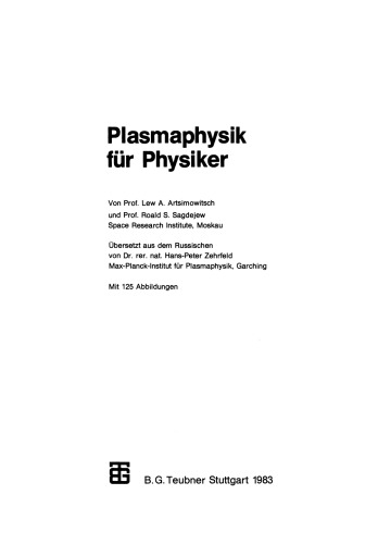 Plasmaphysik für Physiker