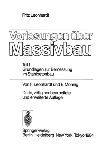 Vorlesungen über Massivbau: Teil 1: Grundlagen zur Bemessung im Stahlbetonbau