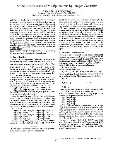 Strength reduction of multiplications by integer constants