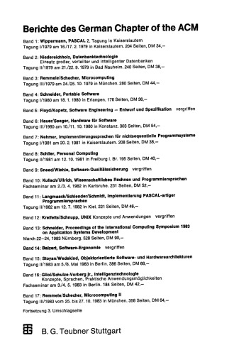 Software-Ergonomie ’87 Nützen Informationssysteme dem Benutzer?