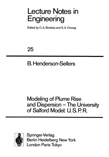 Modeling of Plume Rise and Dispersion — The University of Salford Model: U.S.P.R.