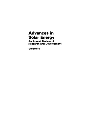 Advances in Solar Energy: An Annual Review of Research and Development