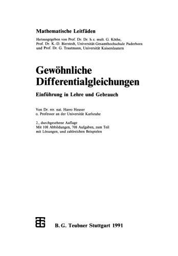Gewöhnliche Differentialgleichungen: Einführung in Lehre und Gebrauch