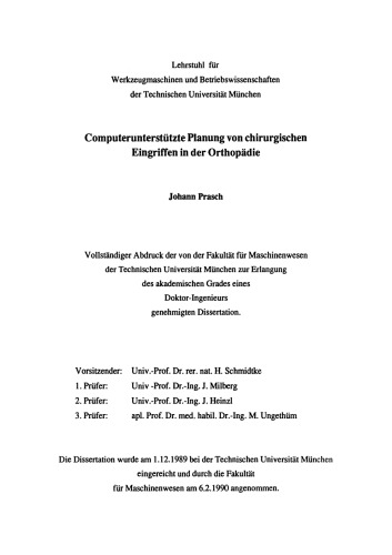 Computerunterstützte Planung von chirurgischen Eingriffen in der Orthopädie