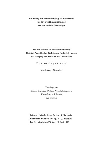 Grundlagen der Investitionsentscheidung über automatische Formanlagen