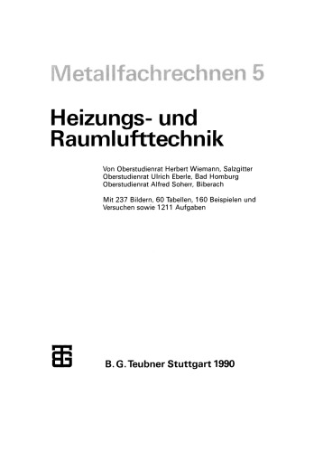 Metallfachrechnen 5: Heizungs- und Raumlufttechnik