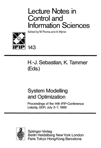System Modelling and Optimization: Proceedings of the 14th IFIP-Conference Leipzig, GDR, July 3–7, 1989