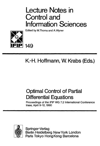 Optimal Control of Partial Differential Equations: Proceedings of the IFIP WG 7.2 International Conference Irsee, April 9–12, 1990