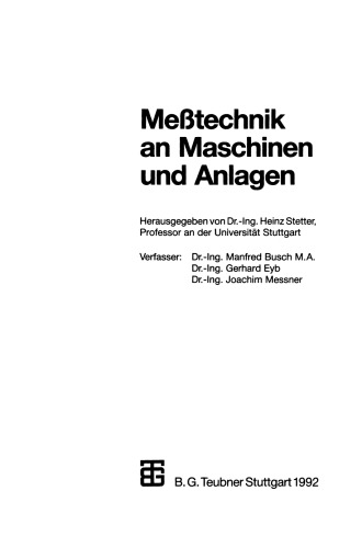 Meßtechnik an Maschinen und Anlagen