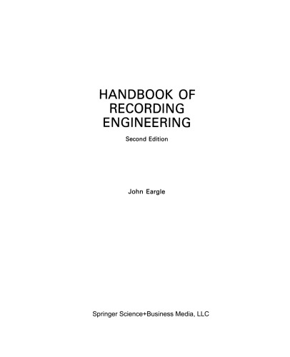 Handbook of Recording Engineering