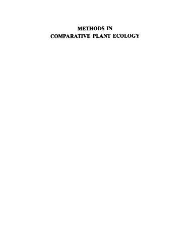 Methods in Comparative Plant Ecology: A laboratory manual