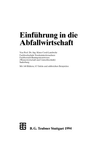 Einführung in die Abfallwirtschaft