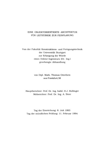 Eine objektorientierte Architektur für Leitstände zur Feinplanung