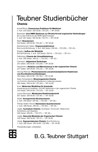 Allgemeine Toxikologie für Chemiker: Einführung in die Theoretische Toxikologie