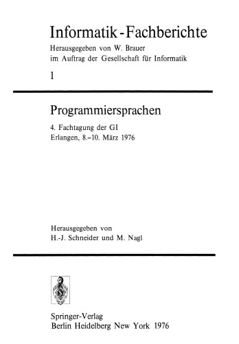 Programmiersprachen: 4. Fachtagung der GI Erlangen, 8.–10. März 1976