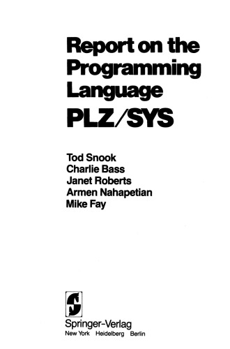 Report on the Programming Language PLZ/SYS