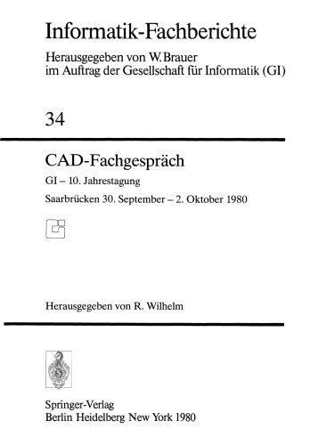 CAD-Fachgespräch: GI — 10. Jahrestagung, Saarbrücken, 30. September – 2. Oktober 1980