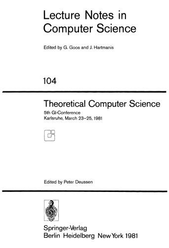 Theoretical Computer Science: 5th GI-Conference Karlsruhe, March 23–25, 1981