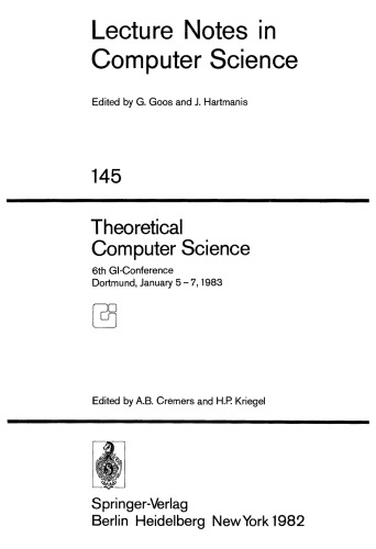 Theoretical Computer Science: 6th Gl-Conference Dortmund, January 5–7, 1983