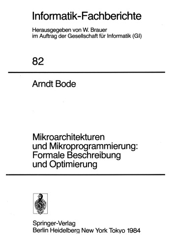 Mikroarchitekturen und Mikroprogrammierung: Formale Beschreibung und Optimierung