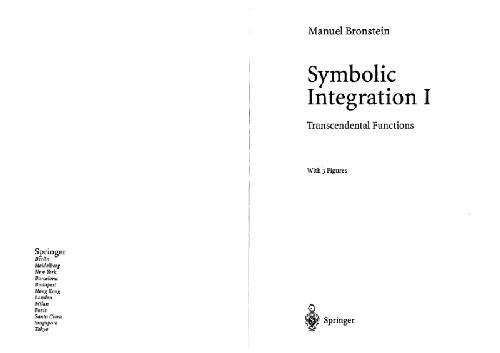 Symbolic Integration I: Transcendental Functions 