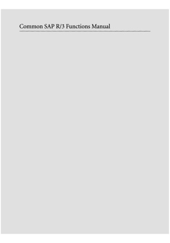 Common SAP R/3 Functions Manual