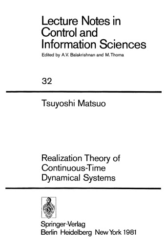 Realization Theory of Continuous-Time Dynamical Systems