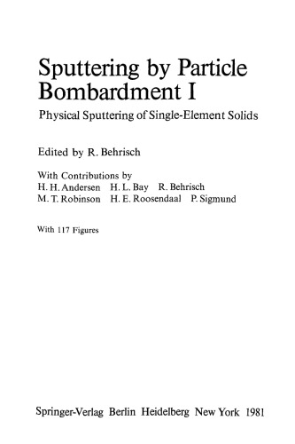 Sputtering by Particle Bombardment I: Physical Sputtering of Single-Element Solids