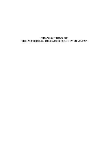 Transactions of the Materials Research Society of Japan
