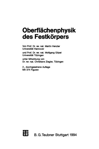 Oberflächenphysik des Festkörpers