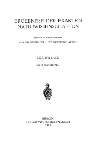 Ergebnisse der exakten naturwissenschaften