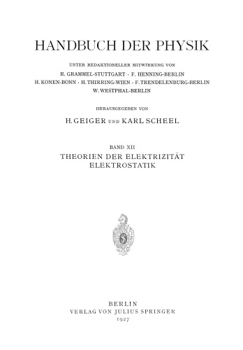 Theorien der Elektrizität Elektrostatik