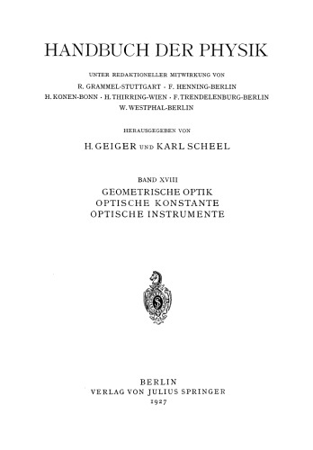 Geometrische Optik. Optische Konstante. Optische Instrumente