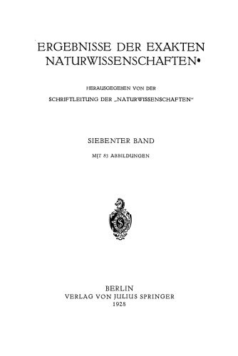 Ergebnisse der exakten naturwissenschaften