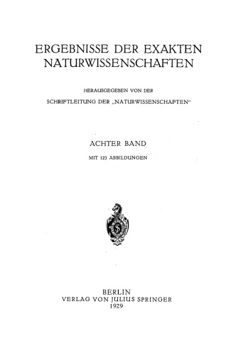 Ergebnisse der exakten naturwissenschaften