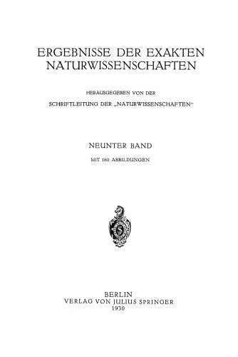 Ergebnisse der exakten naturwissenschaften