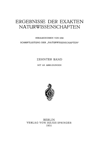 Ergebnisse der exakten naturwissenschaften