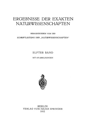 Ergebnisse der exakten naturwissenschaften