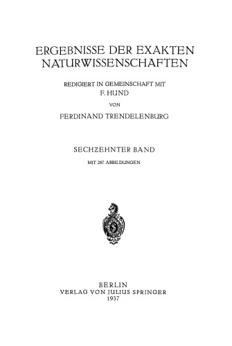 Ergebnisse der exakten naturwissenschaften