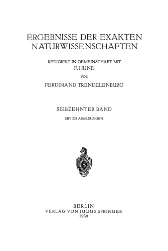 Ergebnisse der exakten naturwissenschaften