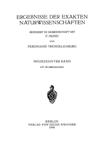 Ergebnisse der exakten naturwissenschaften