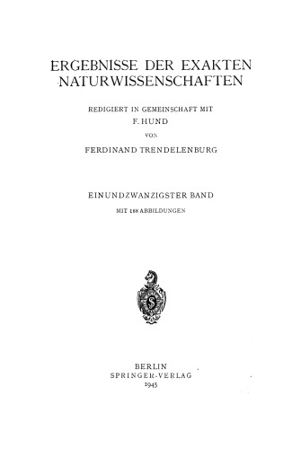 Ergebnisse der exakten naturwissenschaften