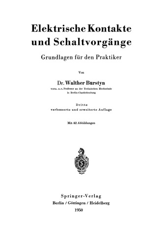 Elektrische Kontakte und Schaltvorgänge: Grundlagen für den Praktiker
