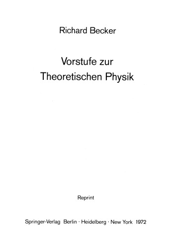 Vorstufe zur Theoretischen Physik